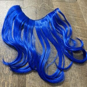 Blue Hair underneath piece Halo-Wire Hair Extensions